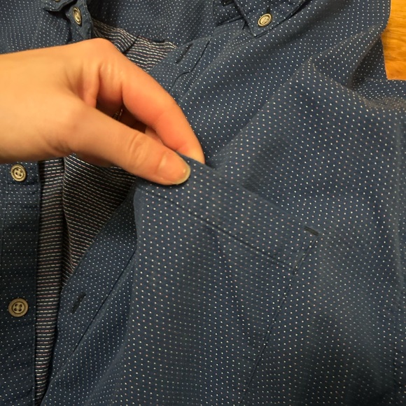 Carbon 2 Cobalt Flannel Shirt Men's xXL Blue Polka Dot Oxford Cotton Poocket - Picture 5 of 6